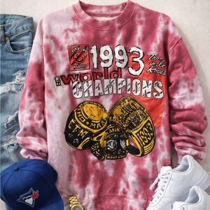Chinatown Market Top Size L World Champions Pink/Red Tie Dye Long Sleeve. large